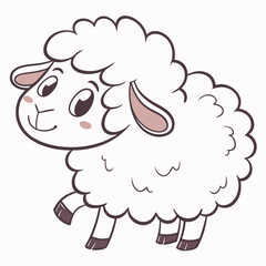 Cute cartoon sheep walking illustration