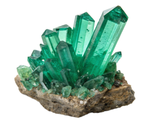 Emerald Crystals Growing on Rock Formation Gemstone Mineral Specimen Fine Art Photography