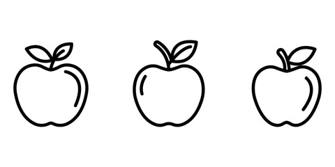 Apple outline or line icon design bundle.