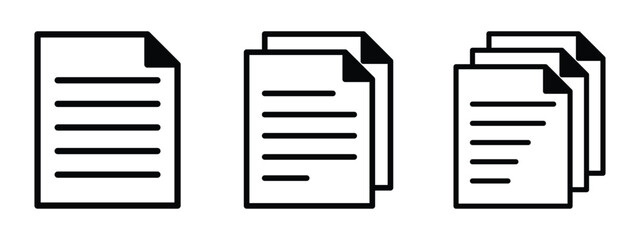 Paper documents icons. Line symbol and document icon. Paper symbol with single and multiple pages. vector illustration. 