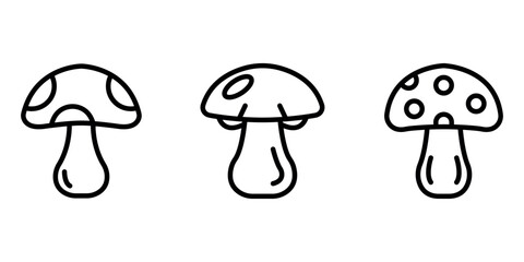mushroom outline or line icon design bundle.