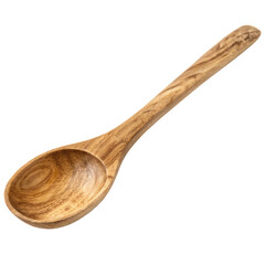 A rustic hand-carved wooden kitchen spoon isolated on a transparent background png