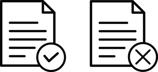 Clipboard icon vector with checkmark on document. paper document Check mark and cross sheets icon