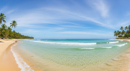 tropical beach with palm trees