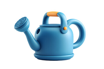 Elegant 3D rendering of a blue watering can against a clean transparent backdrop