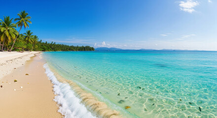 tropical beach with palm trees