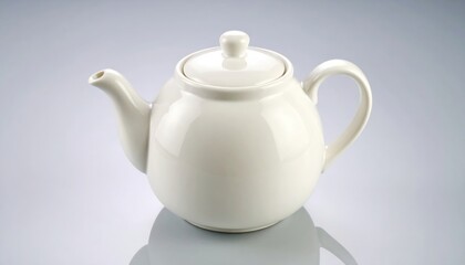 Elegant Teapot: A pristine white teapot, meticulously captured in a clean and bright setting, radiates simplicity and refined design. This image speaks to the art of a perfect tea experience.
