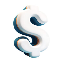 Elegant White Dollar Symbol on transparent background, Modern Financial Icon