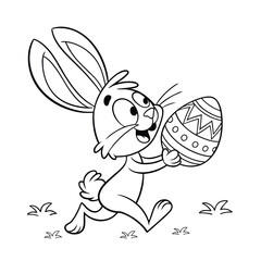 Easter bunny and easter eggs hand drawn sketch vector illustration