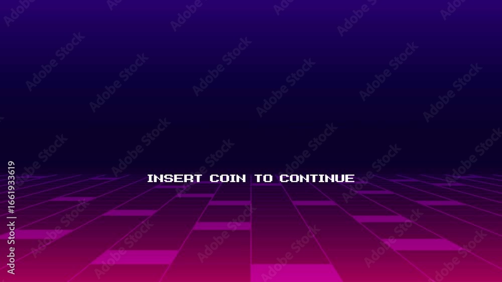 Poster press start. insert a coin to continue. pixel art .8 bit game. retro game. for game assets. retro fu