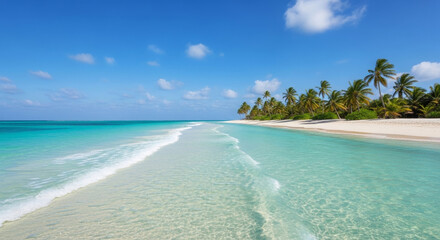 tropical beach with palm trees