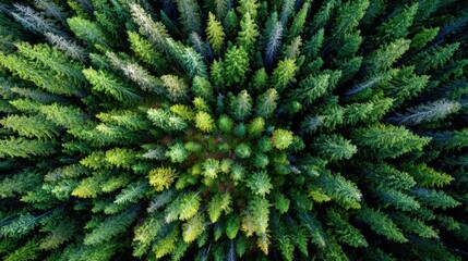 aerial view lush green forest