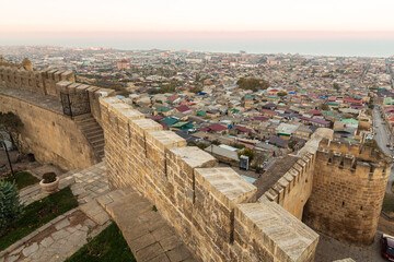 Derbent, Dagestan, Russia - 24 October 2020: Panoramic view over the ancient city of Derbent from...