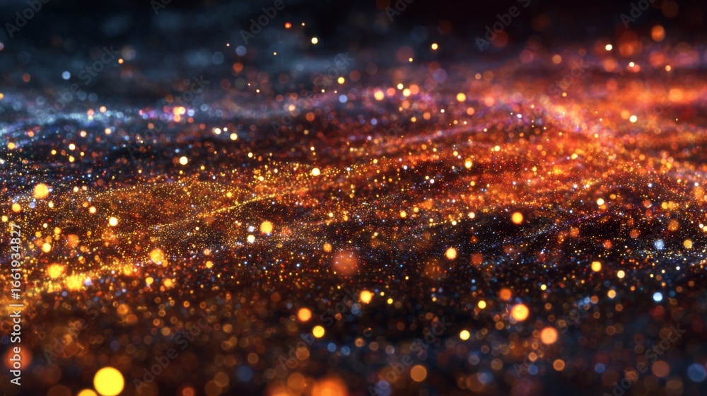 Aufkleber abstract glowing quantum field visualization with ethereal particles and shimmering lights