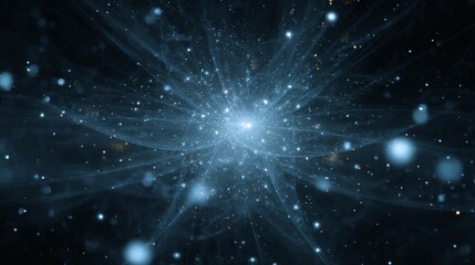 Abstract Visualization of Quantum Field Concepts with Glowing Particles in Dark Space