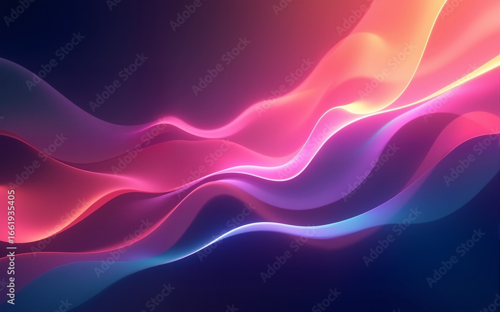 Poster abstract neon hues: captivating visual of dynamic abstract art with flowing gradients, offering a mo