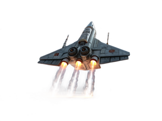 Futuristic Spaceship Taking Off Into the Unknown Realm of Space Exploration and Technological Advancement with Glowing Engines