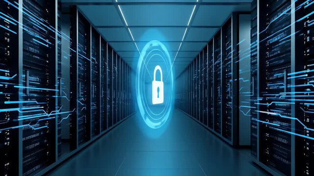 Data Center Security Locked Server Room with Digital Padlock