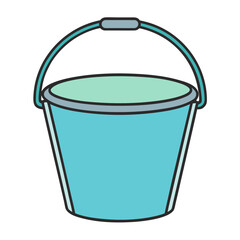 A simple cartoon illustration of a blue bucket with a handle