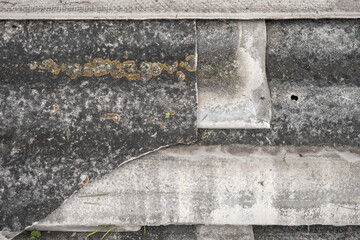 Asbestos removal. Old and very dangerous asbestos roof. Asbestos dust in the environment.