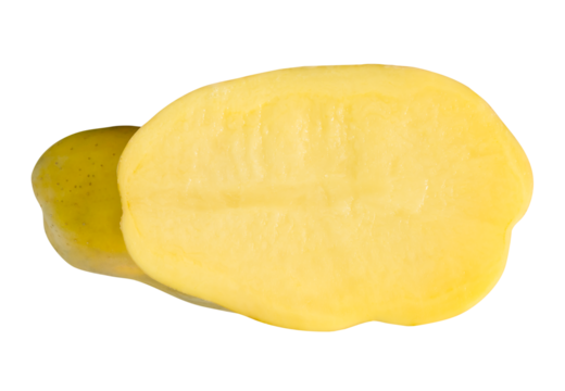 Raw potatos with half in pile isolated with clipping path in png file format