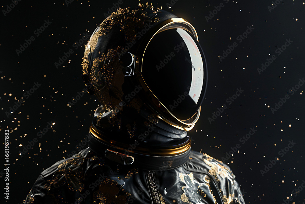 Aufkleber image of cosmonaut in a protective spacesuit made generative ai technology on dark background