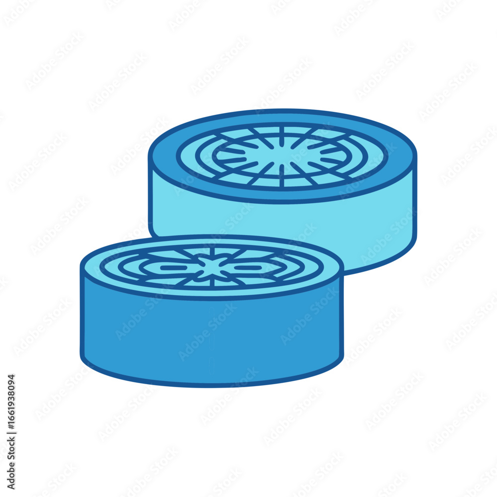 Aufkleber two blue cylindrical objects with intricate circular patterns on top