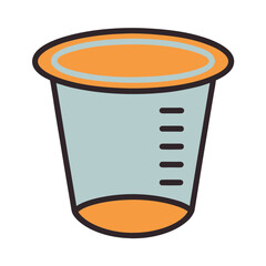 Simple illustration of a measuring cup with orange rim and base
