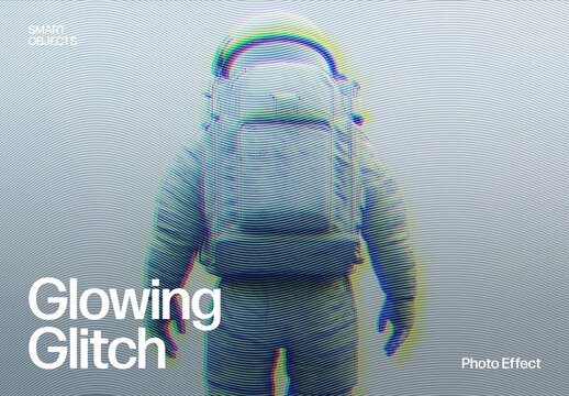 Glowing Glitch Photo Effect Template