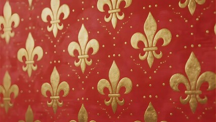 Red Background with Gold Fleur-de-Lis Pattern