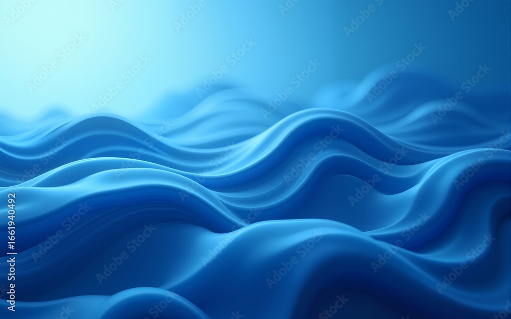 Fototapete abstract blue waves with smooth curved lines creating a flowing fluid pattern with light and shadow 
