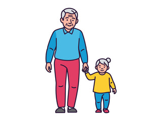 Bond of Generations: A heartwarming cartoon illustrates the enduring bond between grandparent and grandchild. They walk hand-in-hand, a symbol of love, guidance.