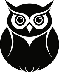 A Great Horned Owl with Large Eyes Minimalist Vector