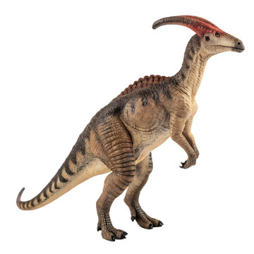 The hadrosaur dinosaur Parasaurolophus with long crest isolated on a transparent background png