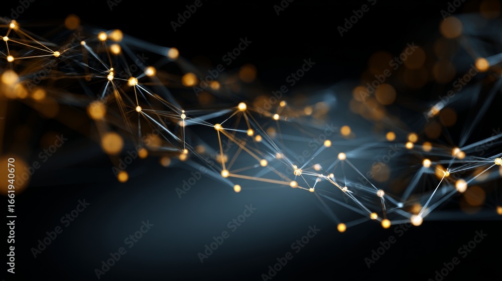 Aufkleber abstract data visualization artwork with glowing nodes on a dark background