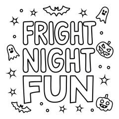 Spooky Halloween Quote Coloring Pages with Pumpkins, Ghosts, Bats, Fun and Spooky Designs