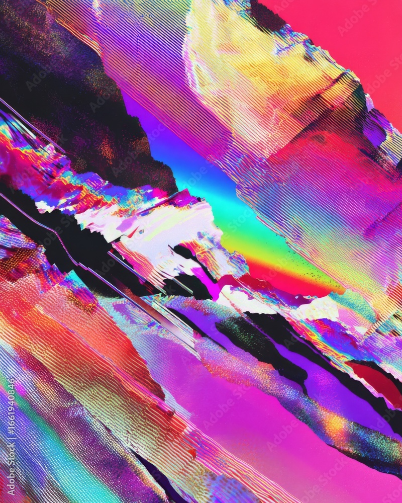 Poster vibrant abstract glitch art poster with distorted textures and colorful elements for modern design p