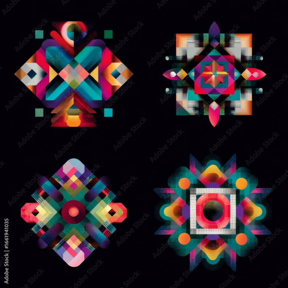 Poster colorful kaleidoscopic patterns creating a modern abstract graphic design for branding and art proje