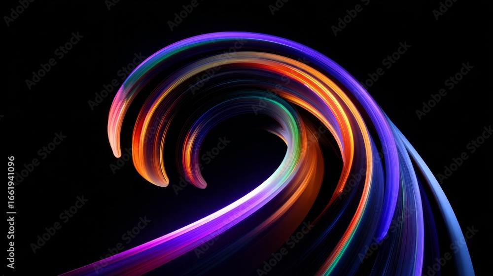 Poster vibrant abstract graphic design with spiraling motion in a dynamic color palette