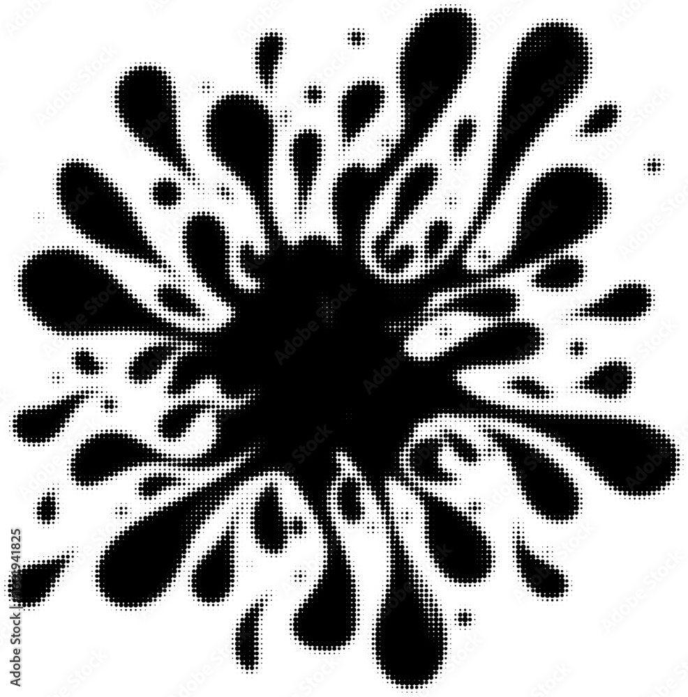Aufkleber abstract black ink splatter pattern with halftone effect and dynamic shapes. vector illustration