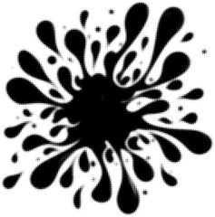Fototapeta premium Abstract black ink splatter pattern with halftone effect and dynamic shapes. Vector illustration