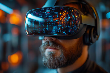 Young person working remotely in modern colorful coworking space with relaxed mood and natural light, freelance lifestyle concept