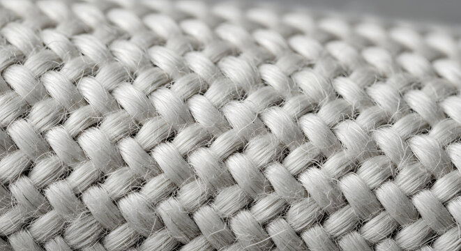 A detailed macro shot showcasing the intricate woven texture and braided pattern of a durable, white synthetic nylon rope or fabric, creating an abstract background