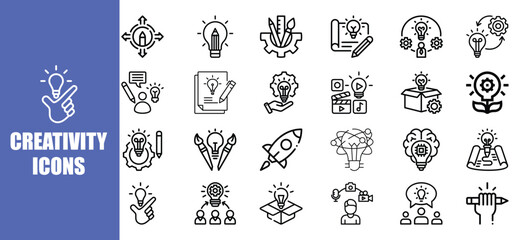 Creative Idea Icons: Innovation, Brainstorming, and Design Concepts
