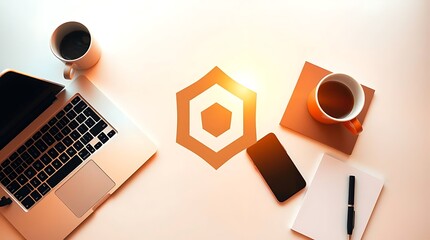 Cozy Workspace Laptop, Coffee, and Notebook for Creative Work