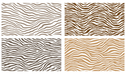 Four variations of zebra stripe patterns in different brown shades stripes animal print