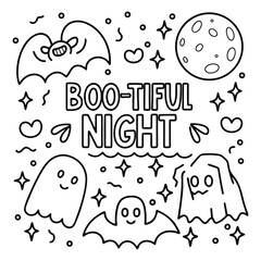 Spooky Halloween Quote Coloring Pages with Pumpkins, Ghosts, Bats, Fun and Spooky Designs
