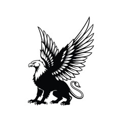 Fototapeta premium Majestic Gryphon Silhouette with Extended Wings