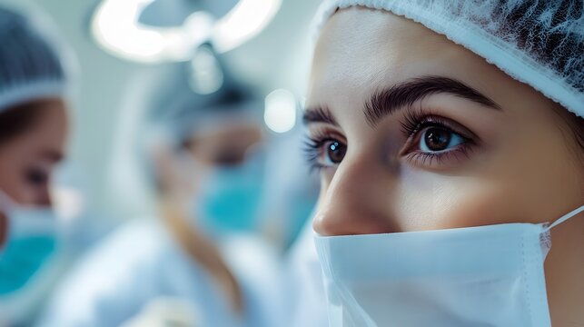 Anticipation During Embryo Transfer in Fertility Clinic   Patient s Gaze Fixed on Meticulous Medical Procedure with Muted Colors and Soft Focus