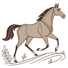 Elegant horse trotting in a field